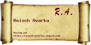 Reisch Avarka névjegykártya